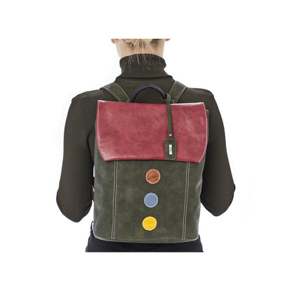 Rieker H1357-54 Forest Green & Wine Backpack
