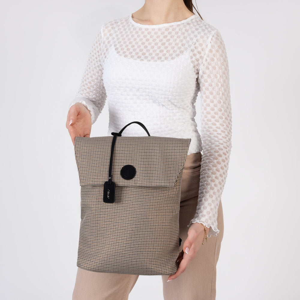Rieker H1386-97 Beige & Black Print Backpack