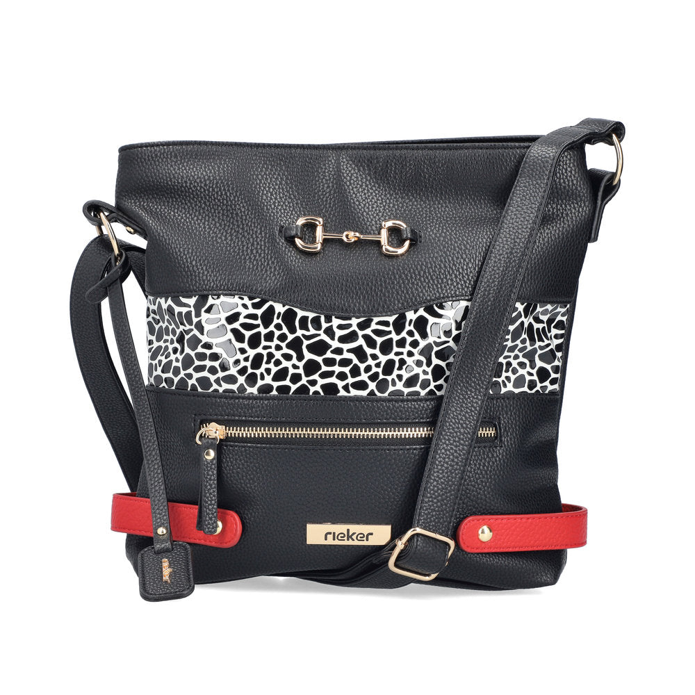 Rieker H1517-01 Black, White & Red Handbag
