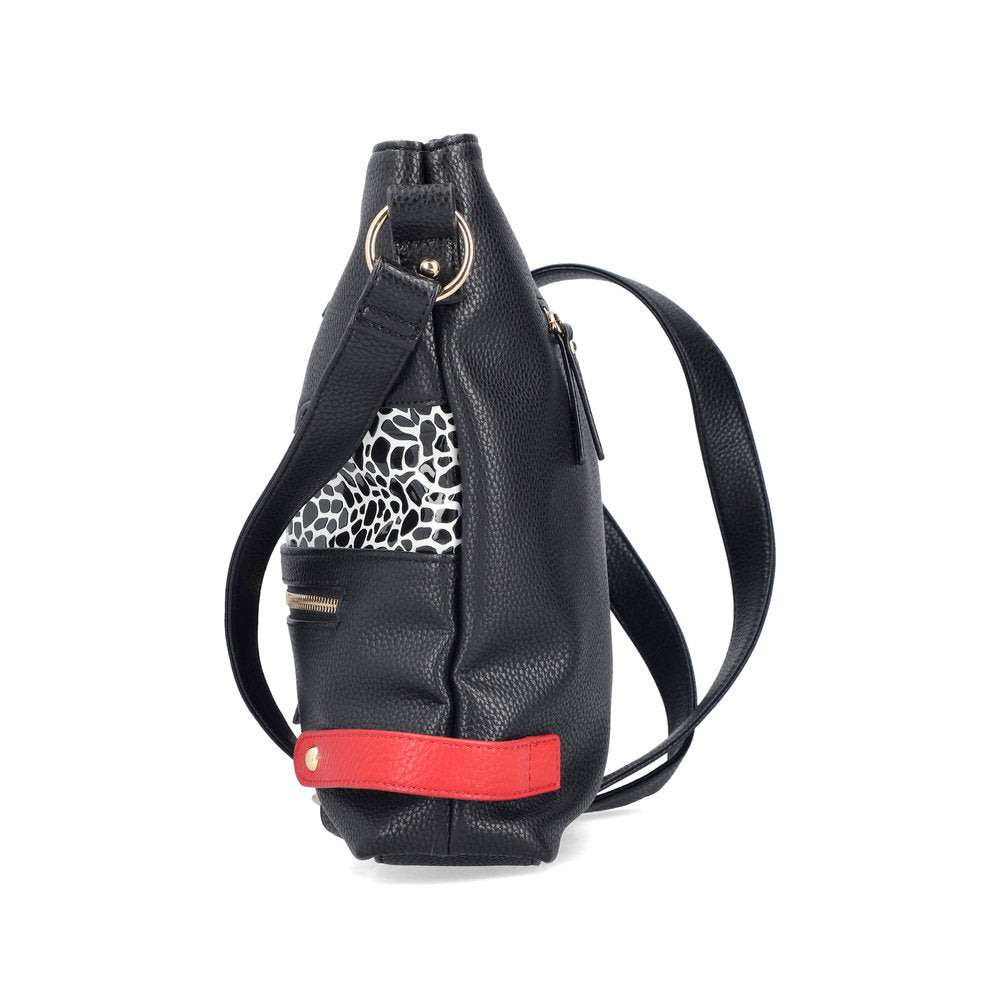Rieker H1517-01 Black, White & Red Handbag