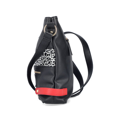 Rieker H1517-01 Black, White & Red Handbag