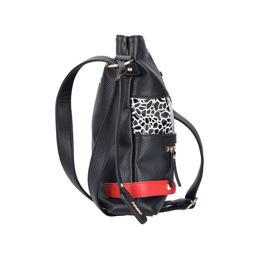 Rieker H1517-01 Black, White & Red Handbag