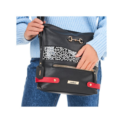 Rieker H1517-01 Black, White & Red Handbag