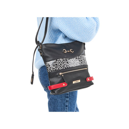 Rieker H1517-01 Black, White & Red Handbag