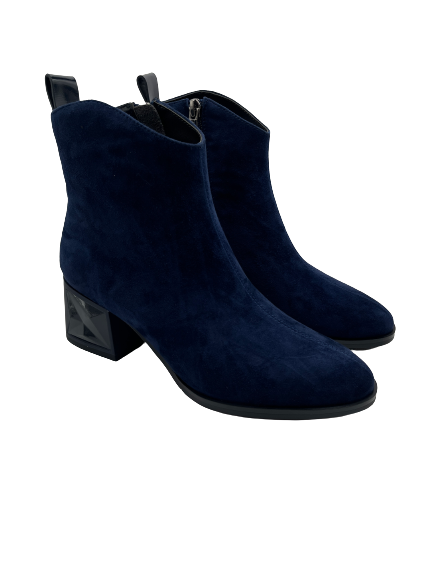 Navy block heel store ankle boots