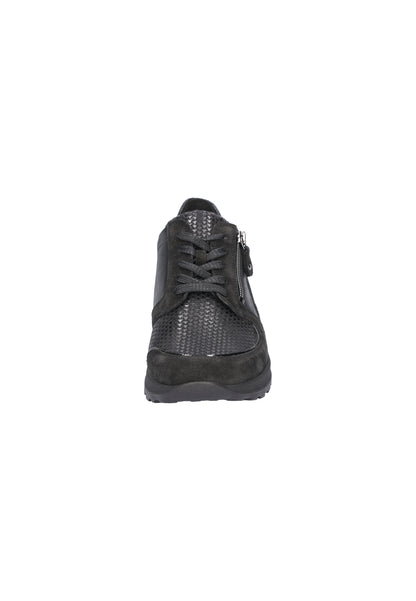 Waldlaufer H64007 601 001 Hiroko-Soft Black Lace & Zip Sneakers