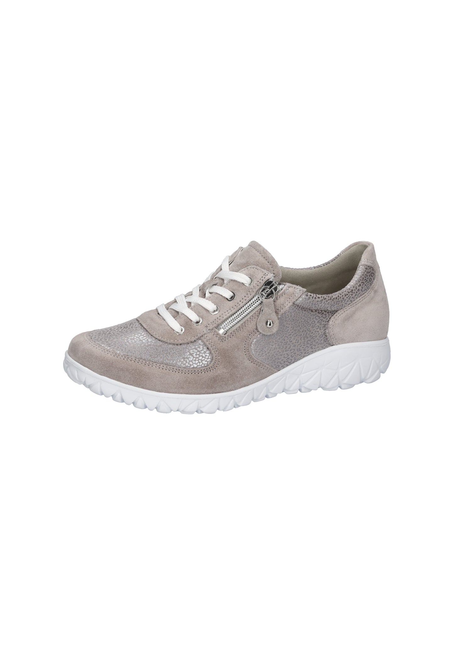 Waldlaufer H89001 233 201 Havy Soft H Fit Taupe Grey Combi Trainers with Zip