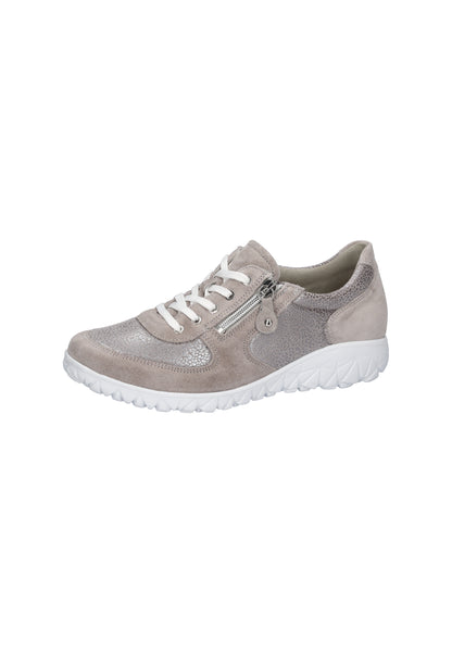 Waldlaufer H89001 233 201 Havy Soft H Fit Taupe Grey Combi Trainers with Zip
