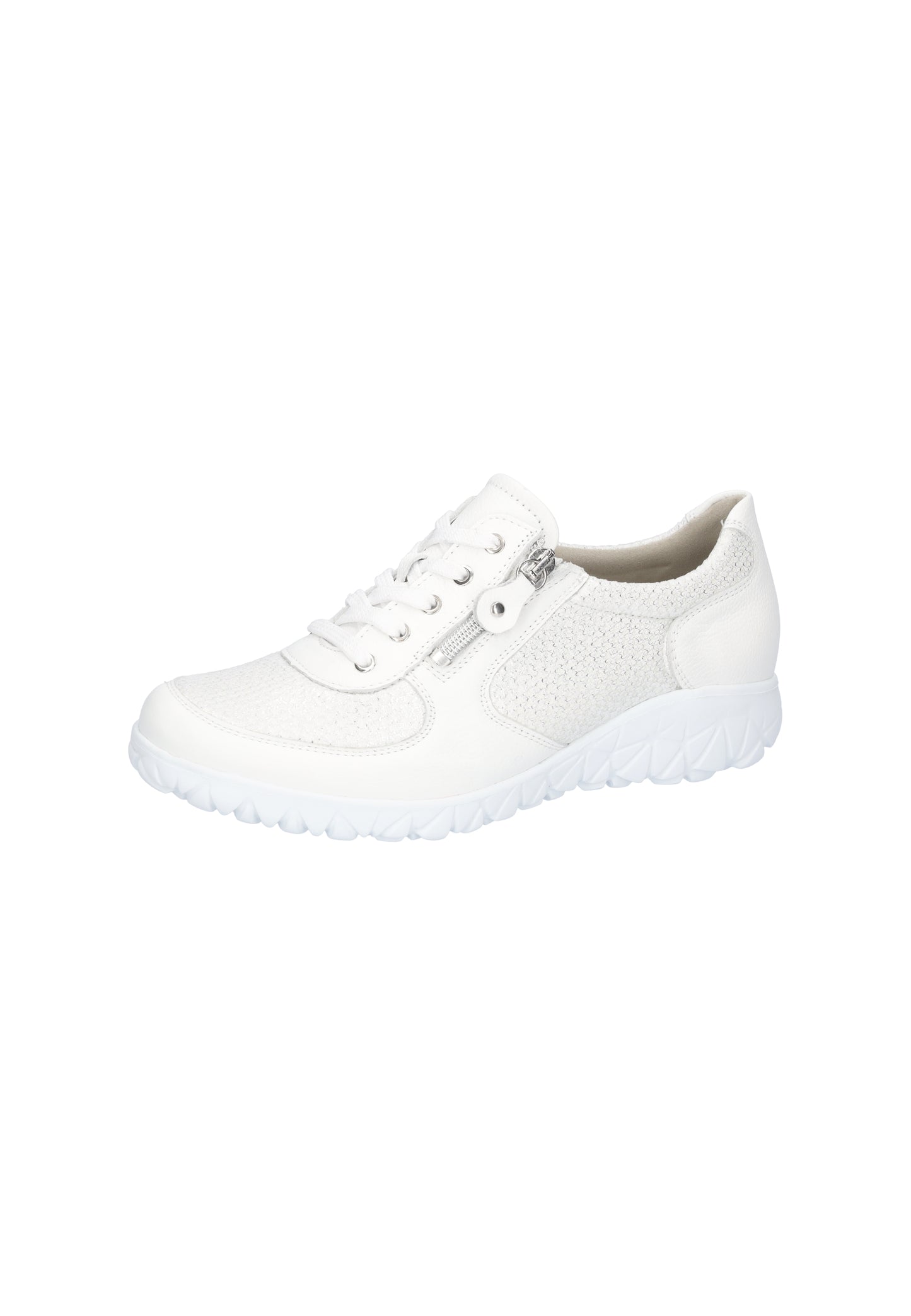 Waldlaufer H89001 244 663 Havy Soft H Fit White & Silver Trainers with Zip