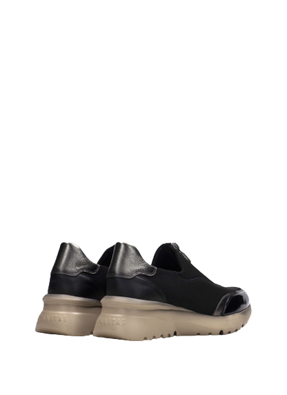 Hispanitas HI233032 Polinesia Black Combi Sneakers with Front Zip