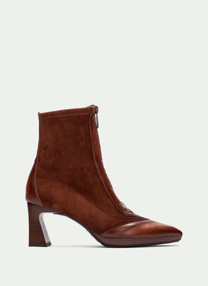 Hispanitas HI254186 Cuero Tan Ankle Boots with Front Zip