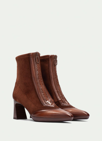 Hispanitas HI254186 Cuero Tan Ankle Boots with Front Zip