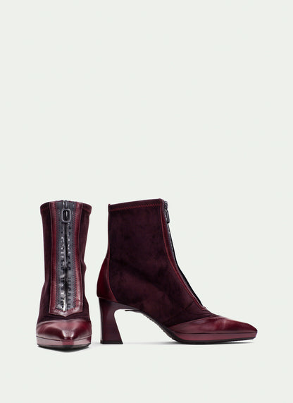 Hispanitas HI254186 Wine Ankle Boots with Front Zip