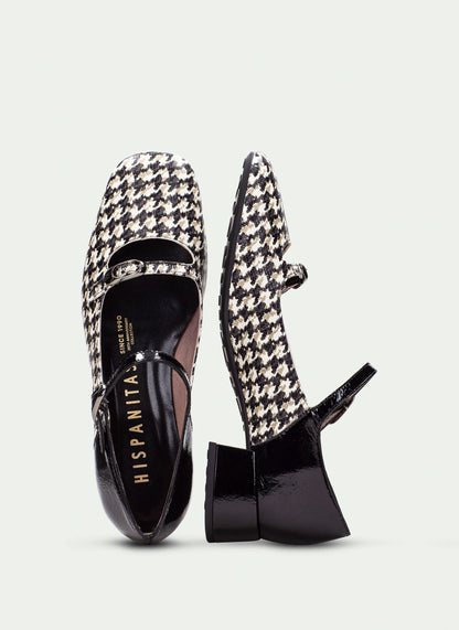 Hispanitas HI254207 Black & Cream Pattern Mary Jane Shoes