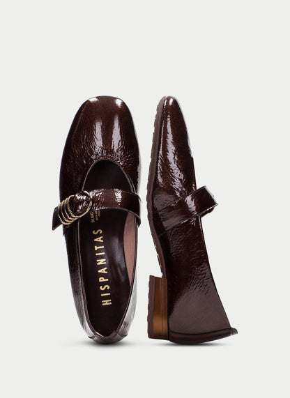 Hispanitas HI265098 Espresso Brown Patent Mary Jane Shoes