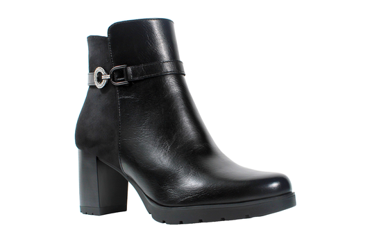Susst Hudson26 Black PU/Micro Diamonte Strap & Buckle Ankle Boots