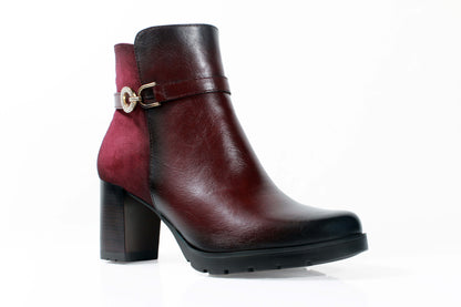Susst Hudson26 Burgundy PU/Micro Diamonte Strap & Buckle Ankle Boots