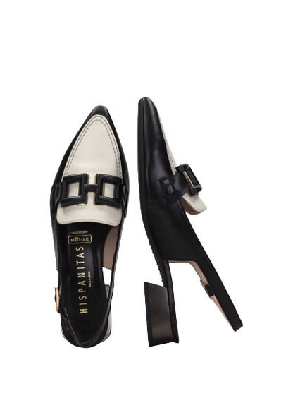 Hispanitas HV243299 Black & Cream Slingback Low Heel Shoes