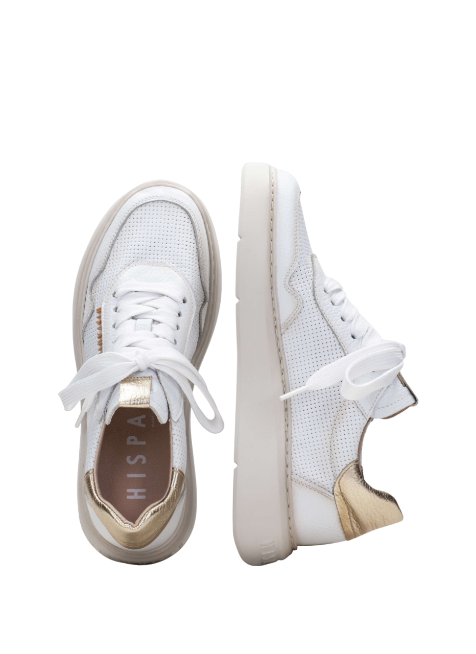 Hispanitas HV243422 White & Gold Lace Trainers