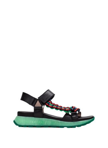 Hispanitas HV253898 Black & Green Combi Velcro Sandals