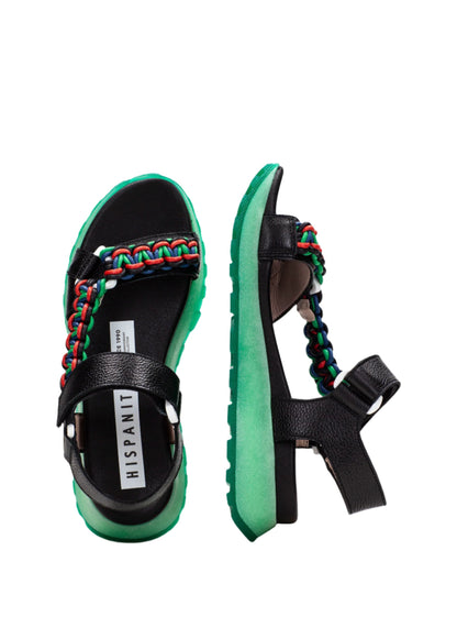 Hispanitas HV253898 Black & Green Combi Velcro Sandals