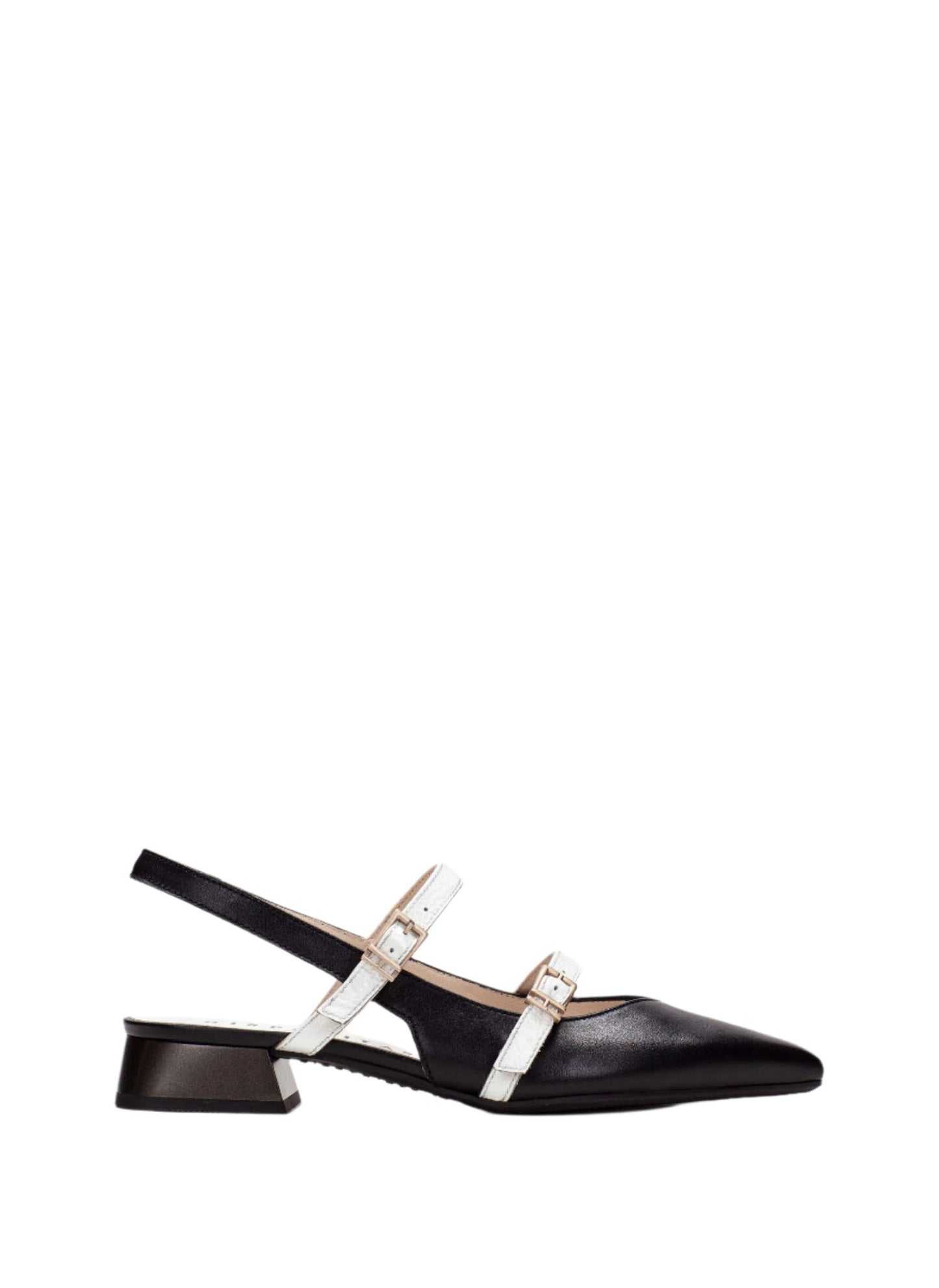 Hispanitas HV253922 Black Slingback Shoes with 2 White Straps