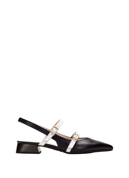 Hispanitas HV253922 Black Slingback Shoes with 2 White Straps