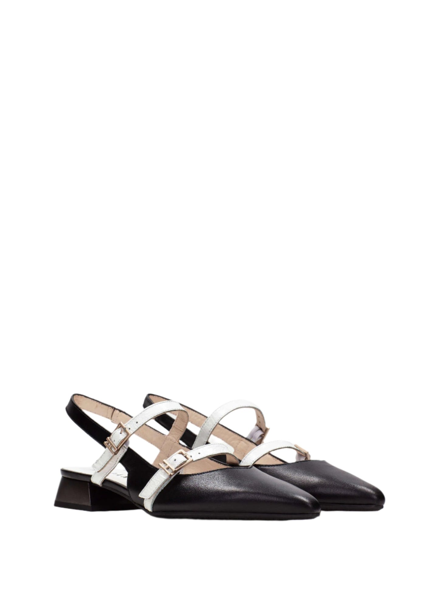 Hispanitas HV253922 Black Slingback Shoes with 2 White Straps