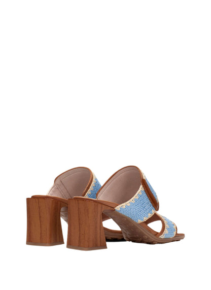 Hispanitas HV253946 Tan & Blue Combi Slip On Heeled Sandals