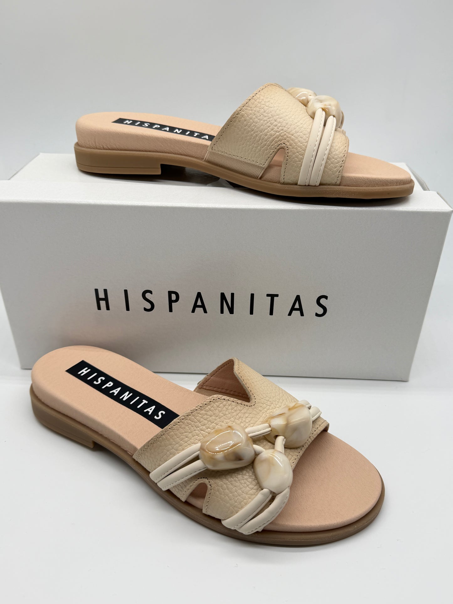 Hispanitas HV264683 Beige With Stones Slip On Sandals