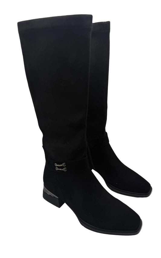 Loretta Vitale C38165 Black Suede Knee Boots