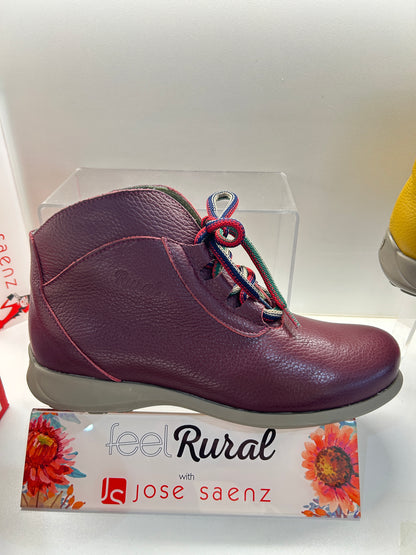 Jose Saenz 2082 Rural Bogota Vino Burgundy Rural Gold Ankle Boots