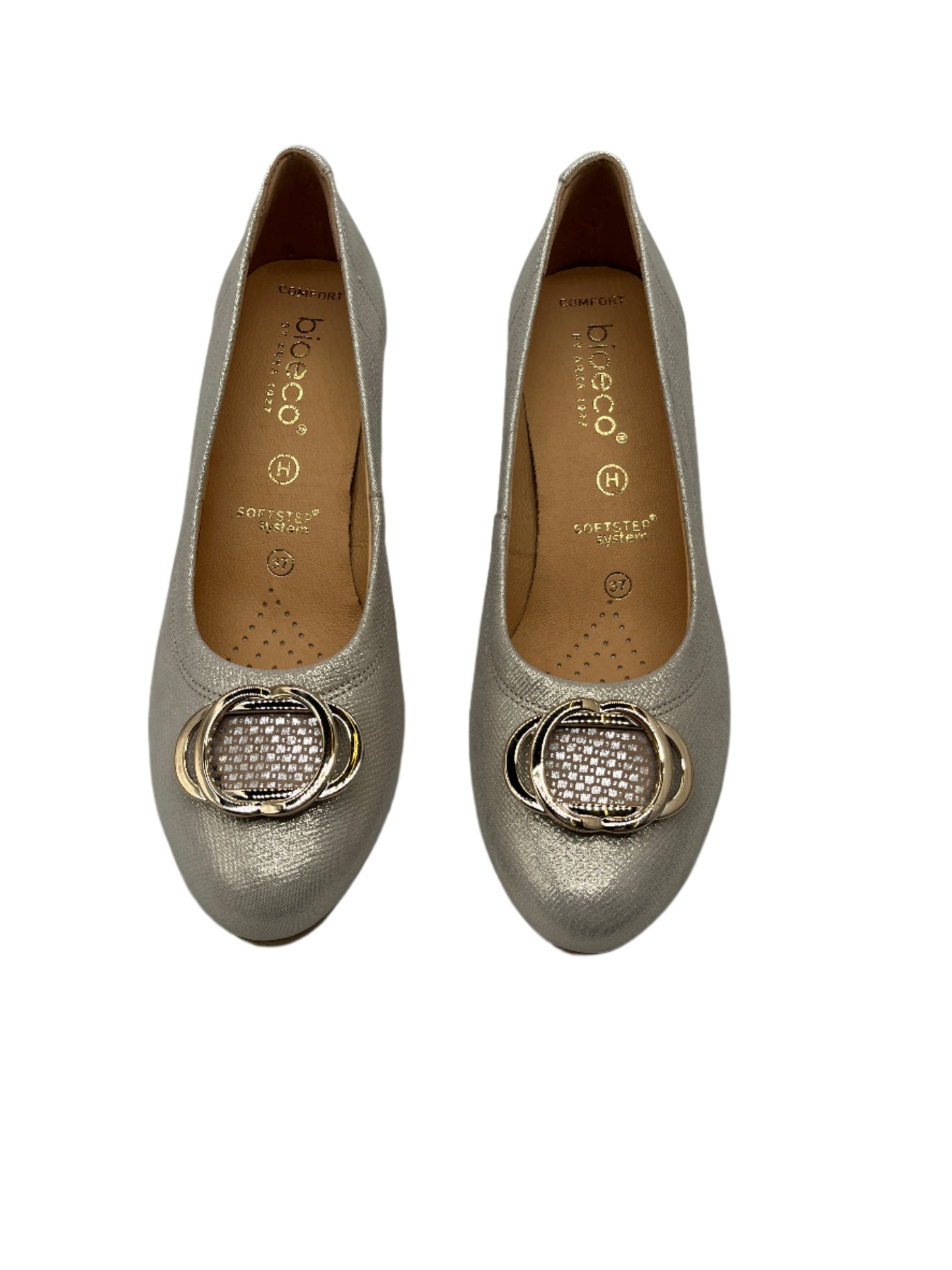 Bioeco by Arka 6736 1097+1733+1315 H Fit Gold Shimmer Block Heels
