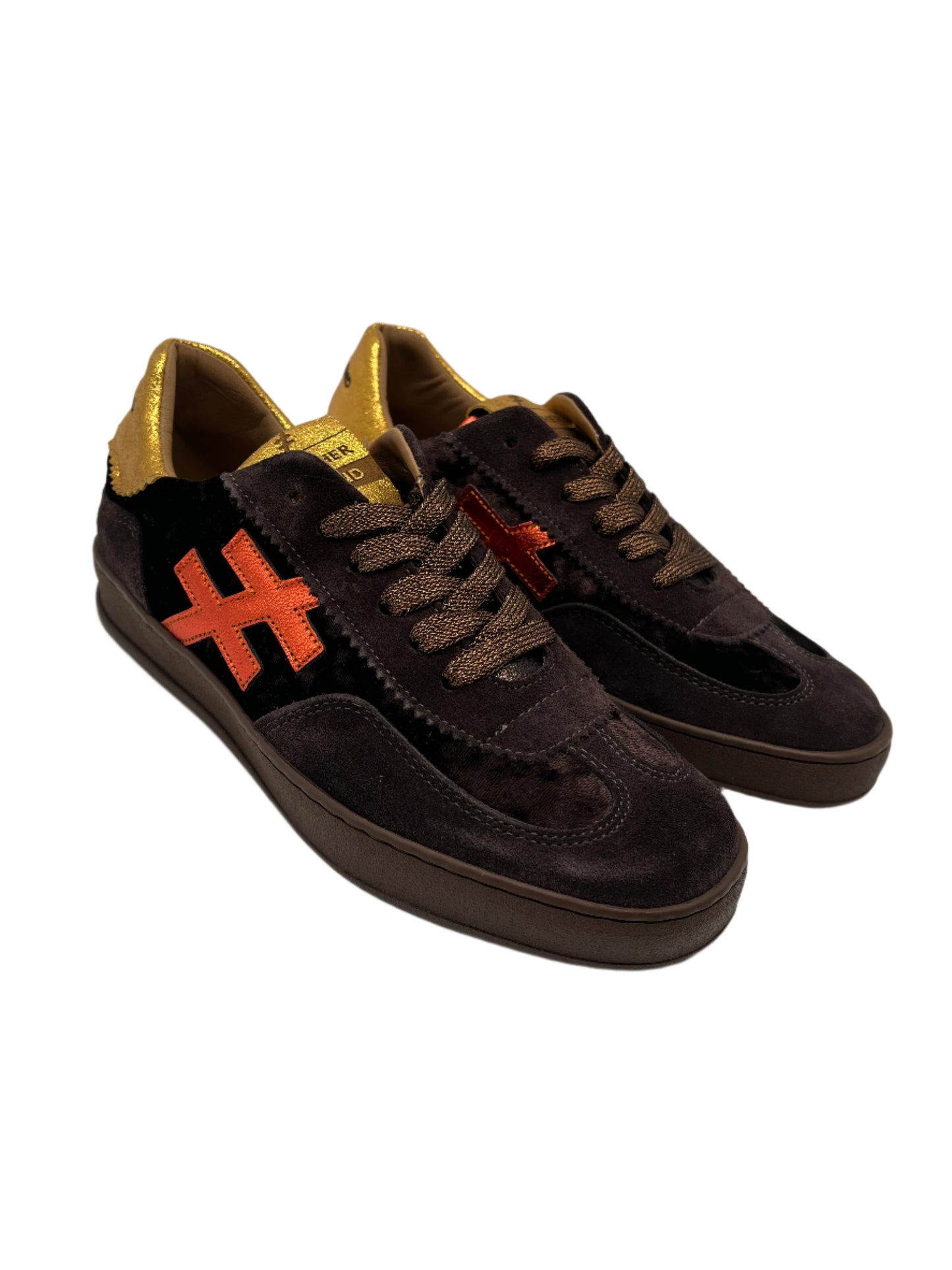 Another Trend A0328103 Ante+Terciopelo Brown, Orange & Gold Trainers
