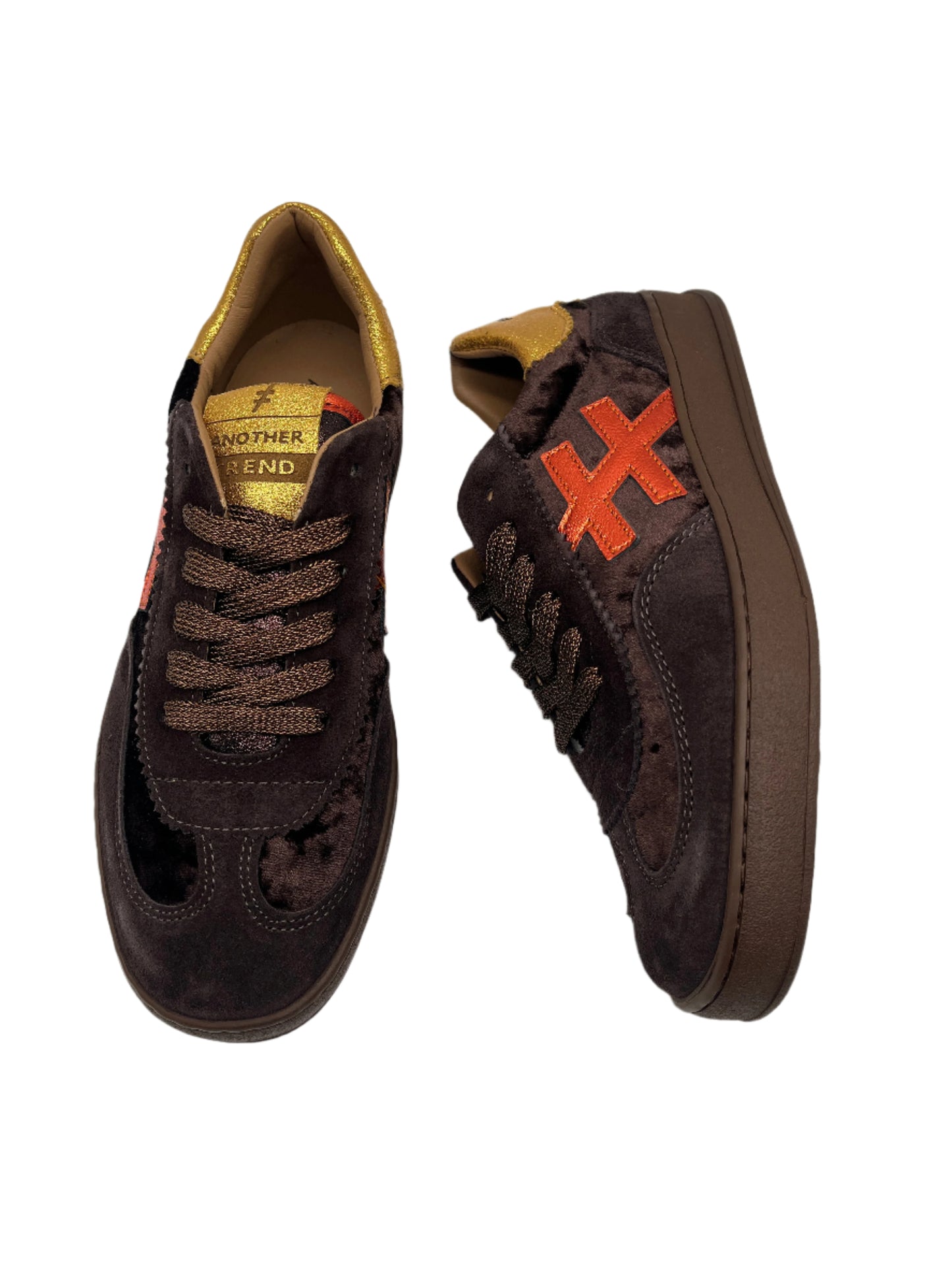 Another Trend A0328103 Ante+Terciopelo Brown, Orange & Gold Trainers