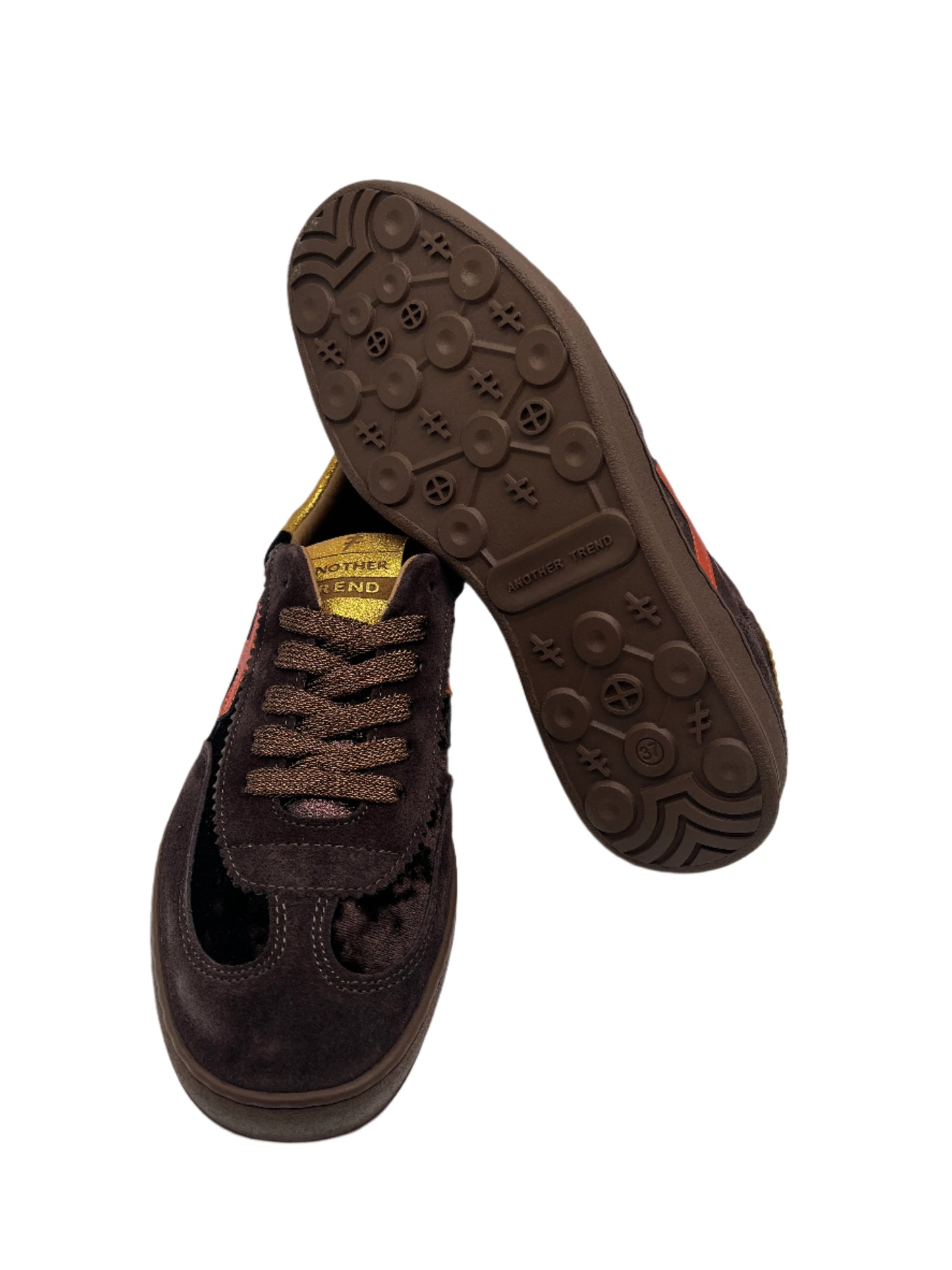 Another Trend A0328103 Ante+Terciopelo Brown, Orange & Gold Trainers