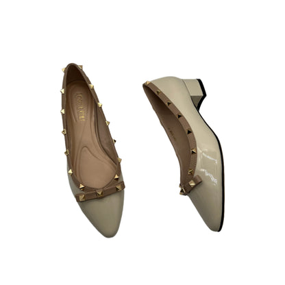 Loretta Vitale C9303 Beige 2 Tone Slip On Shoes with Studs