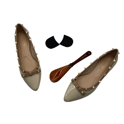Loretta Vitale C9303 Beige 2 Tone Slip On Shoes with Studs