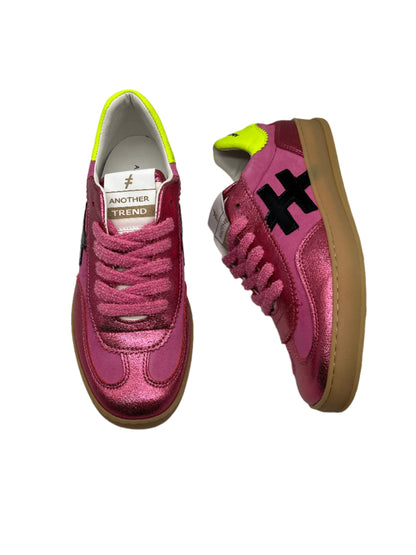 Another Trend A03276C6 Carmesi Pink & Pink Sparkle Trainers with Neon Heel