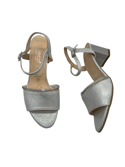 Bioeco by Arka 4040 2475+1661 Silver Leather Block Heel Sandals with Slingback Strap