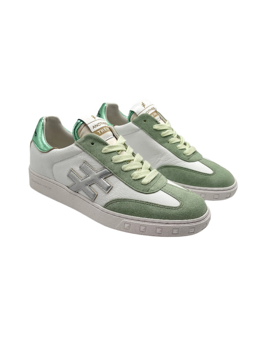 Another Trend A0387058 White Trainers with Mint Green Detail