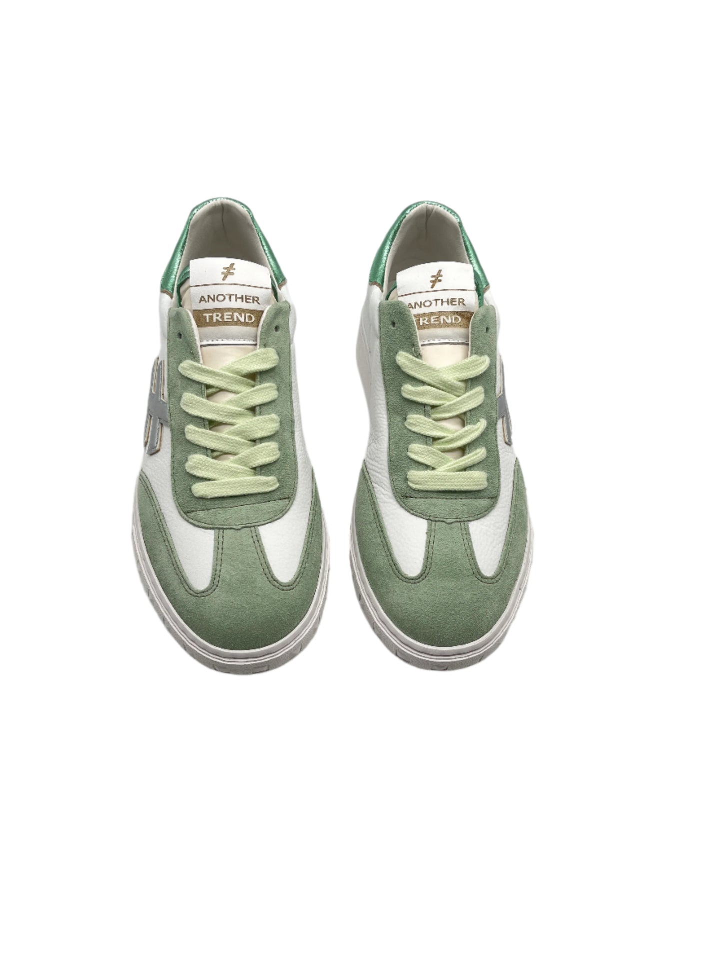 Another Trend A0387058 White Trainers with Mint Green Detail