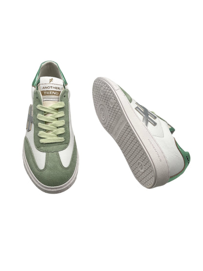 Another Trend A0387058 White Trainers with Mint Green Detail