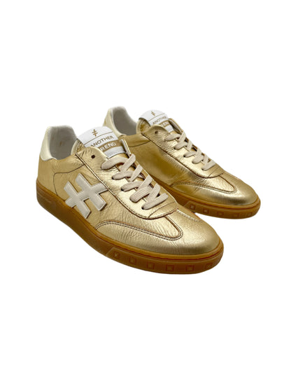 Another Trend A0382643 Platino Gold Trainers with White Heel & Logo