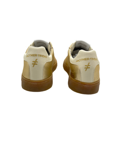 Another Trend A0382643 Platino Gold Trainers with White Heel & Logo