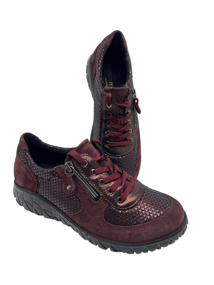 Waldlaufer H89001 304 020 Wine Shimmer Havy Soft Lace & Zip Sneakers
