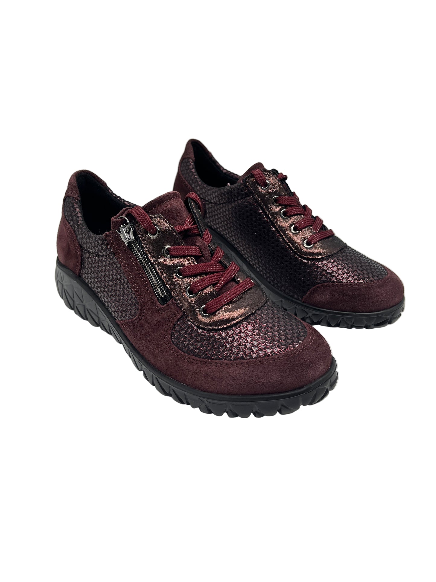 Waldlaufer H89001 304 020 Wine Shimmer Havy Soft Lace & Zip Sneakers