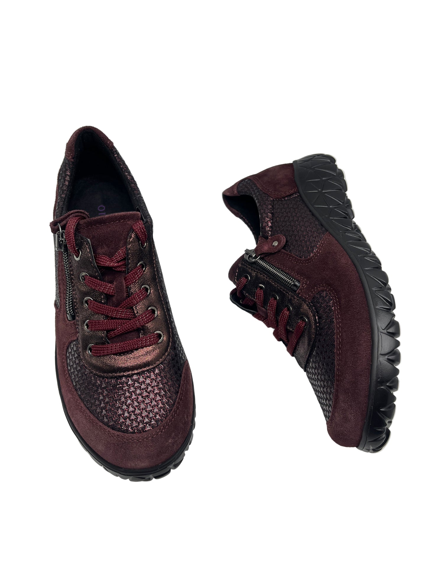 Waldlaufer H89001 304 020 Wine Shimmer Havy Soft Lace & Zip Sneakers
