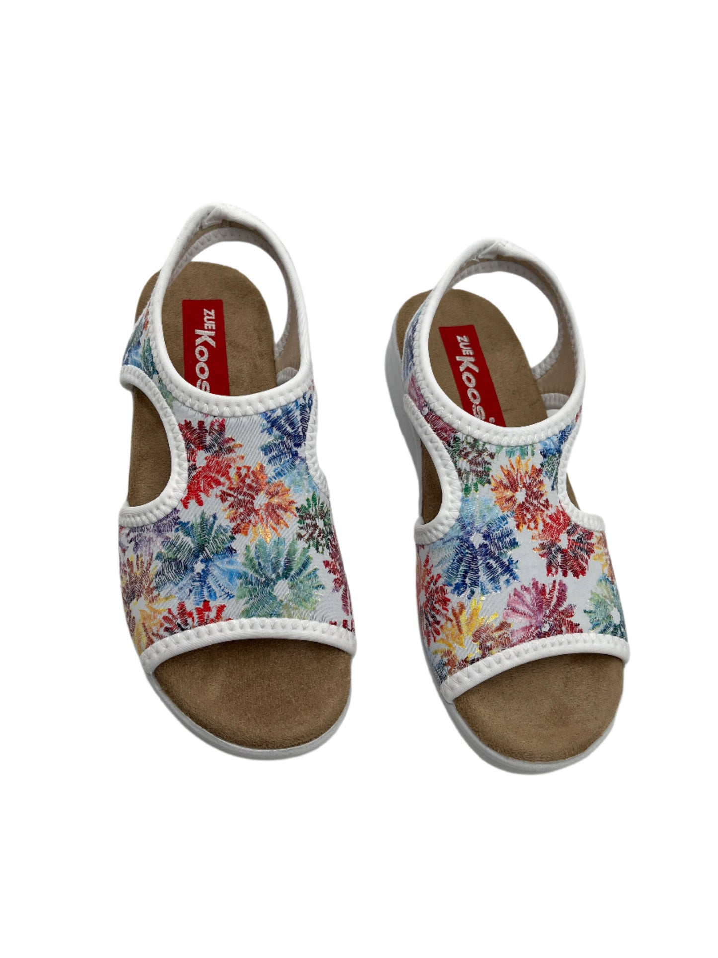 Zuekoos 8030.17 White Floral Stretch Sandals