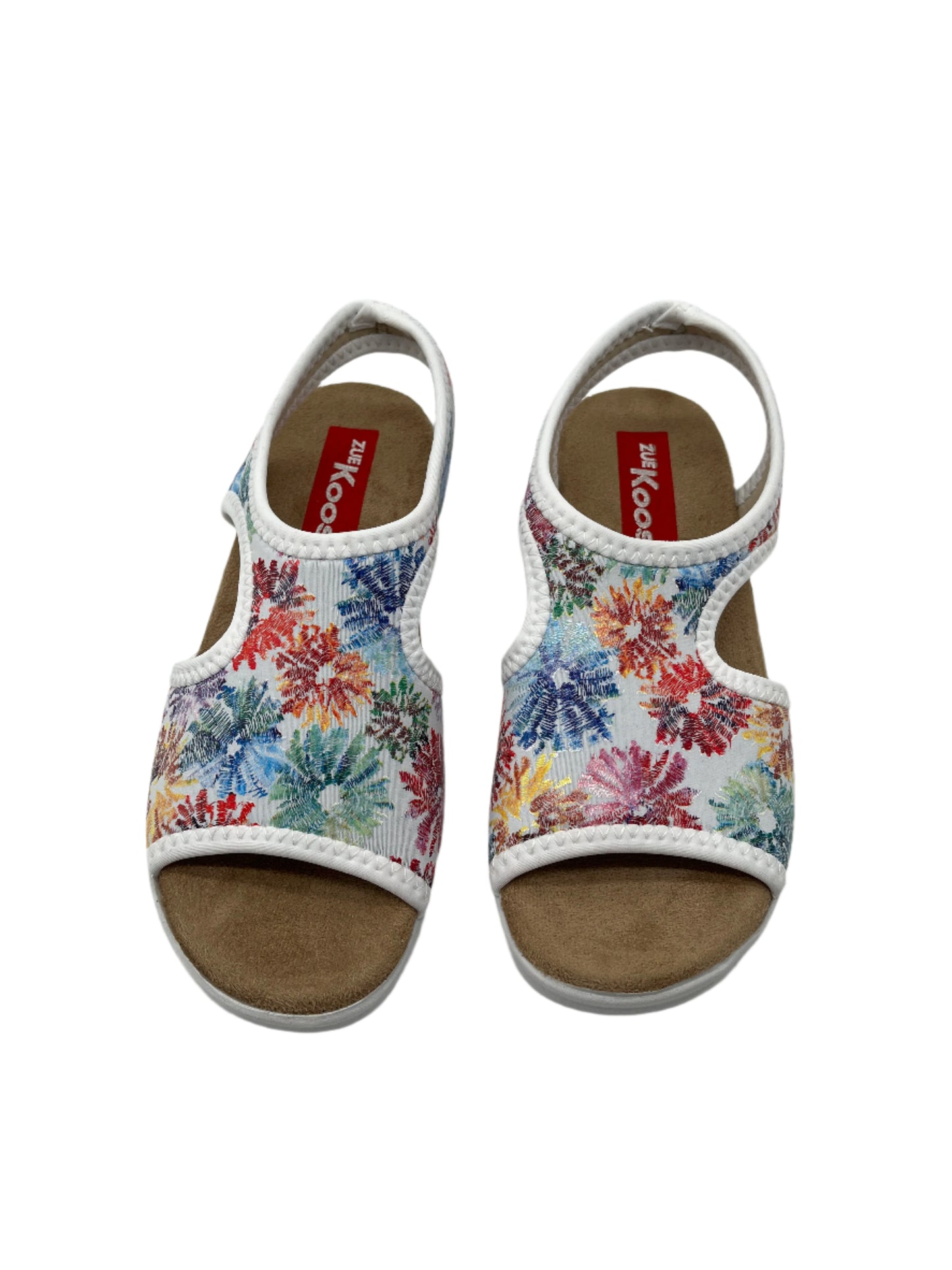 Zuekoos 8030.17 White Floral Stretch Sandals